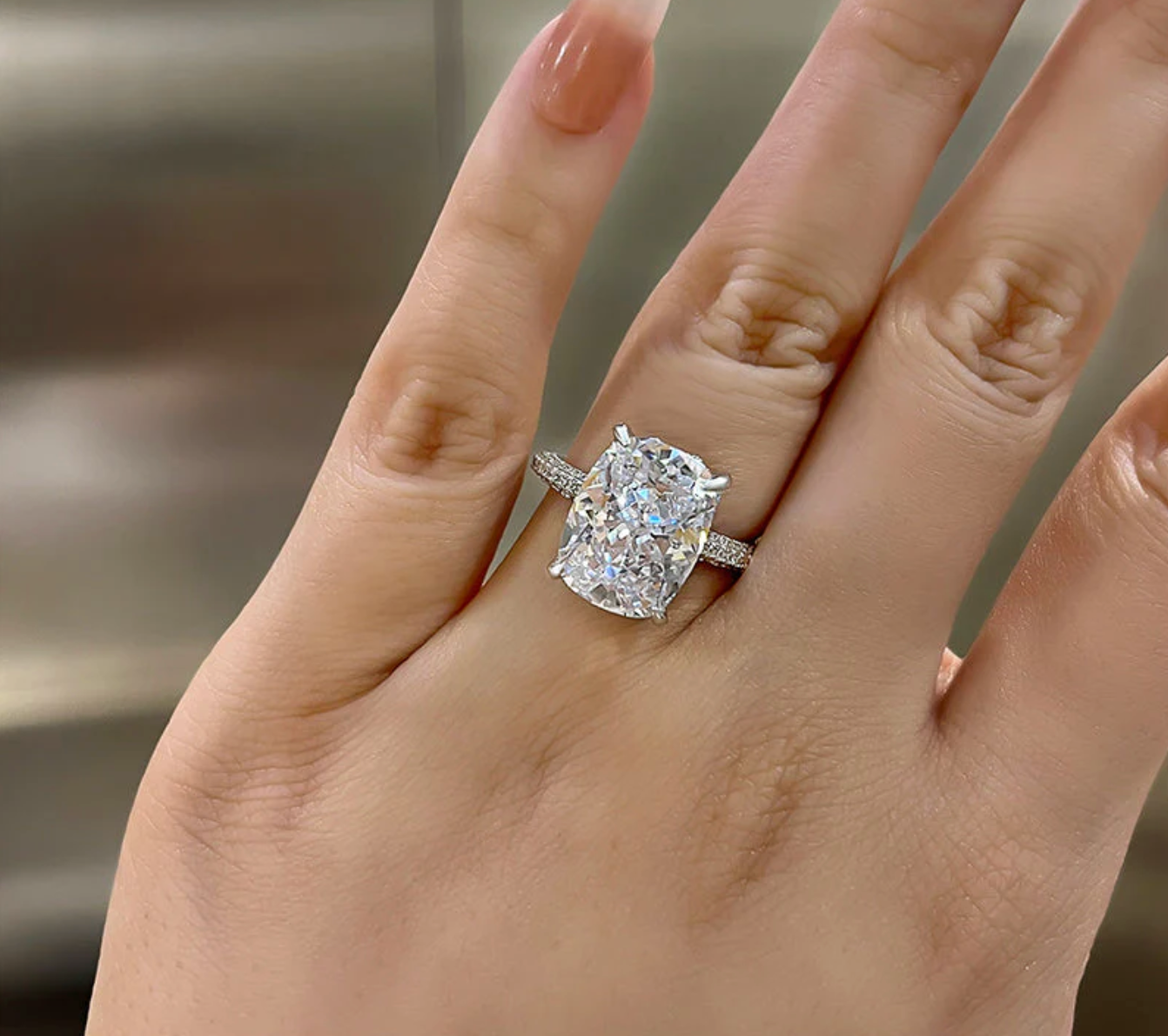 10 Carat Cushion Cut Engagement Ring